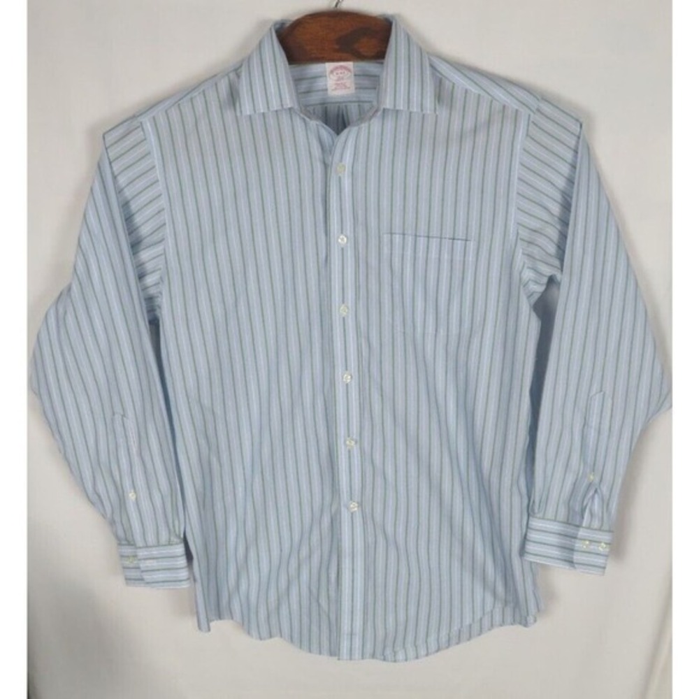 Brooks Brothers 346 Mens 16.5 Cotton Blue Long Sleeve Button Down Shirt‎